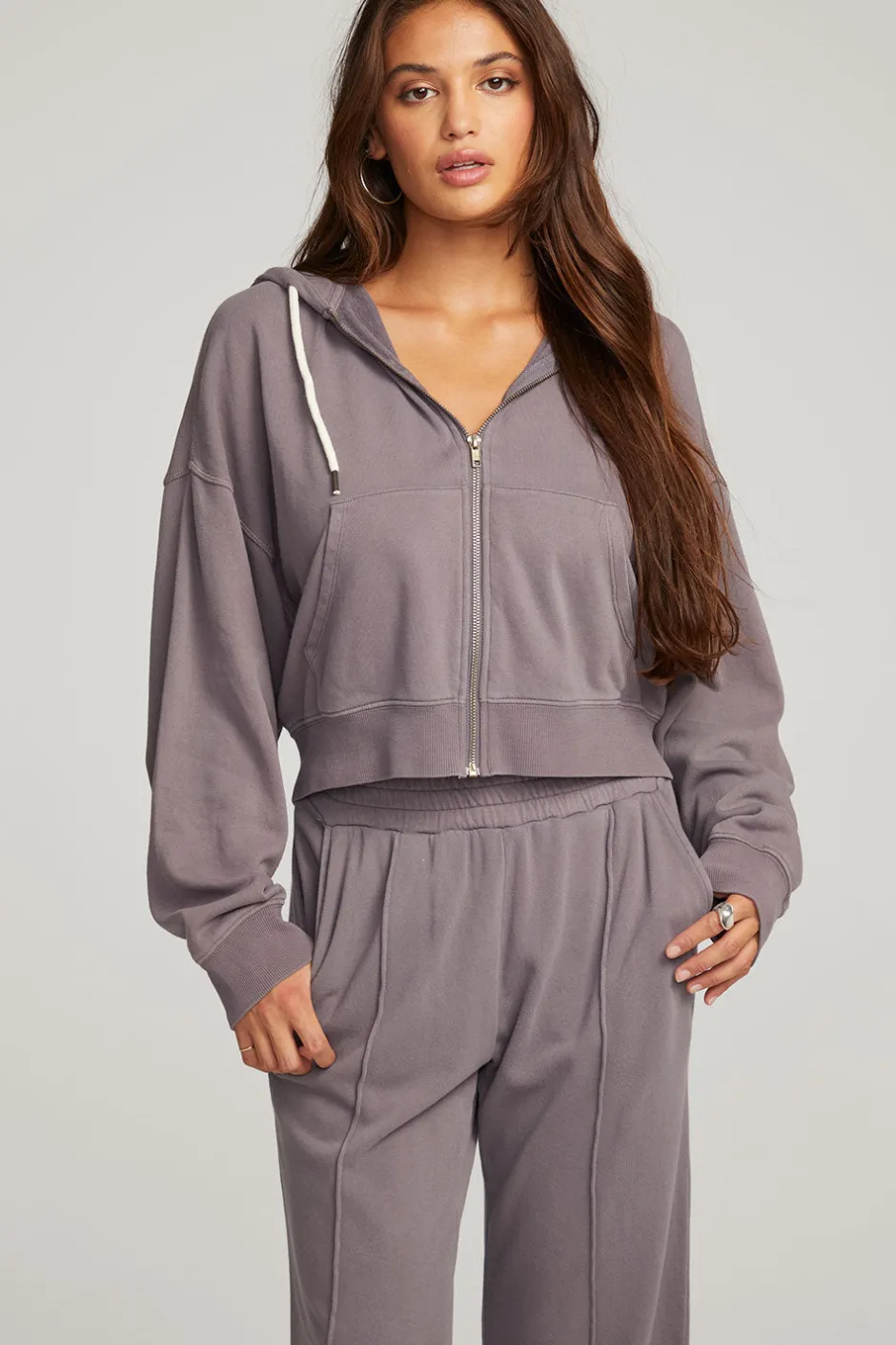 Women Chaser Brand Abilene Purple Sage Zip Up Hoodie