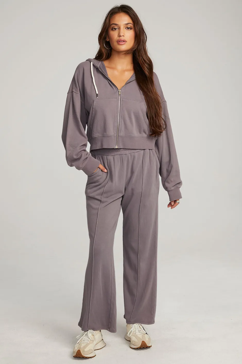 Women Chaser Brand Abilene Purple Sage Zip Up Hoodie