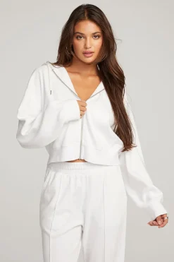 Women Chaser Brand Abilene White Zip Up Hoodie