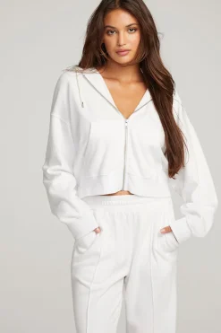 Women Chaser Brand Abilene White Zip Up Hoodie