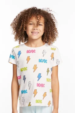 Women/Kids Chaser Brand AC/DC All Over Logos Girls Tee