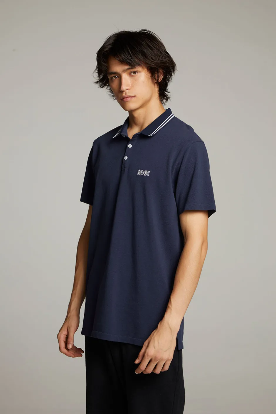 Women Chaser Brand AC/DC Embroidered Logo Button Up