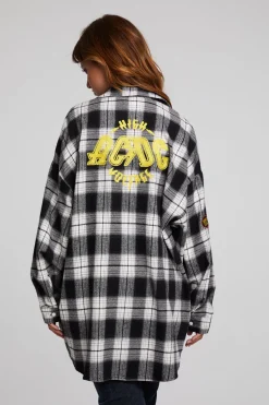 Women Chaser Brand AC/DC High Voltage Flannel Button Down