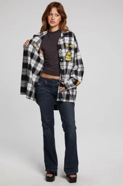 Women Chaser Brand AC/DC High Voltage Flannel Button Down