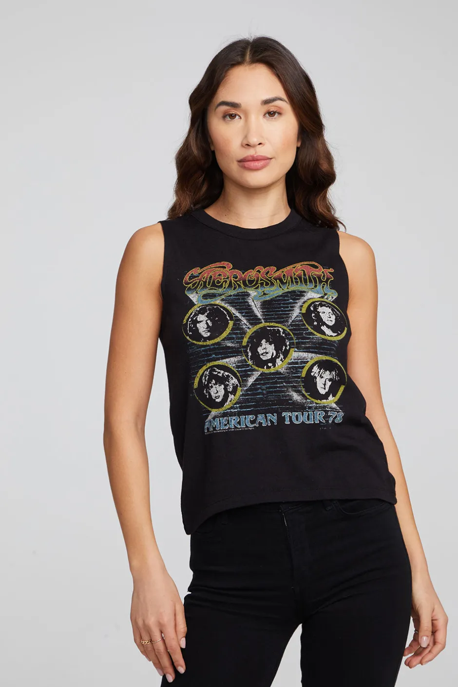 Women Chaser Brand Aerosmith American Tour Muscle Crop