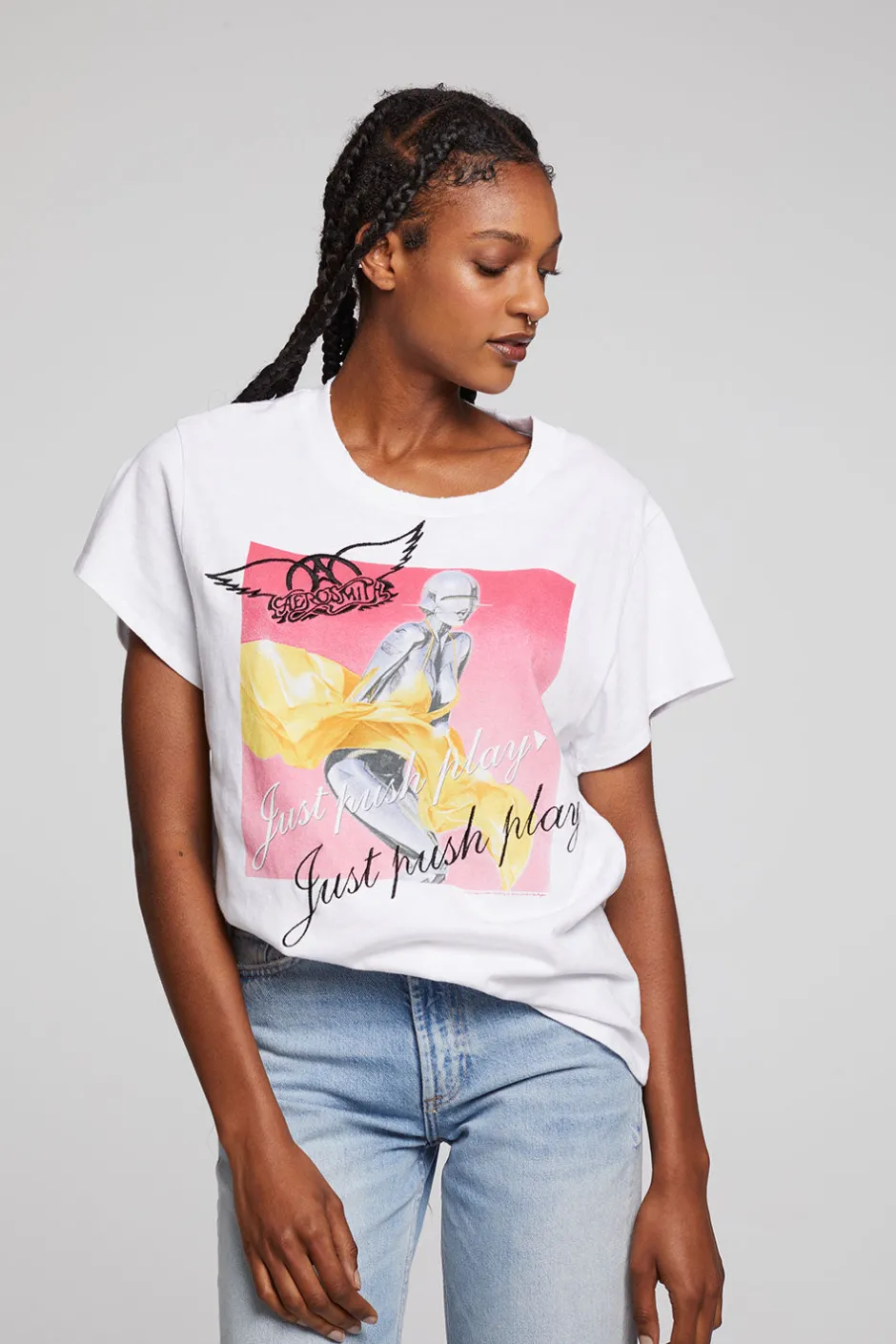Women Chaser Brand Aerosmith Just Push Play Tee