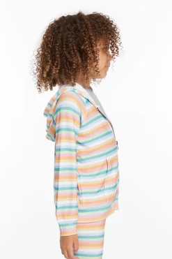Kids Chaser Brand Alana Sunset Stripe Girls Zip Up Hoodie