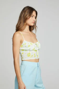 Women Chaser Brand Alana Tank Top - Baby Blue Daisy Floral