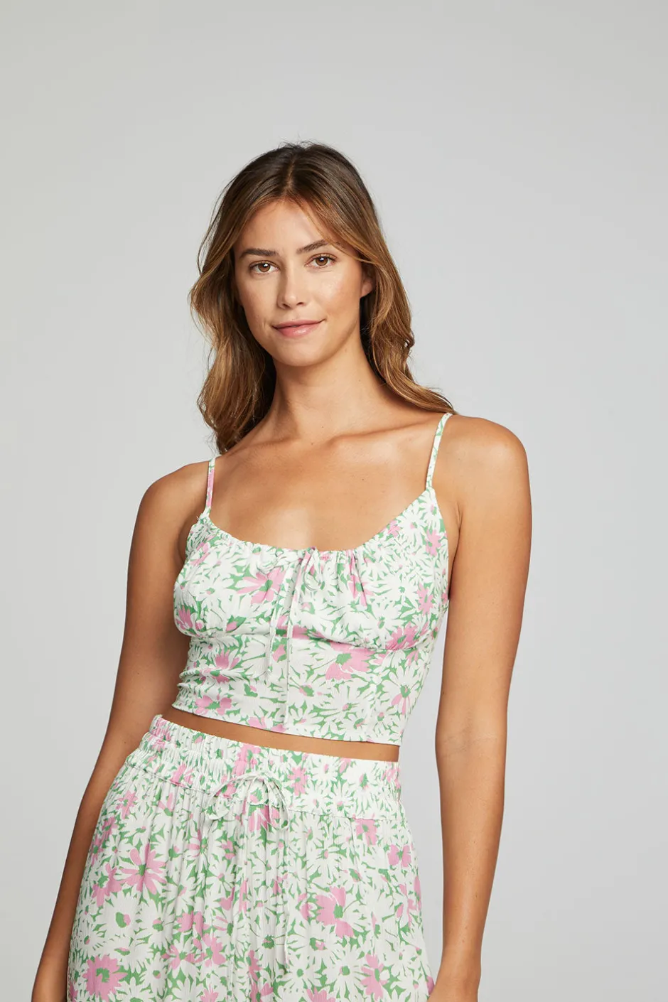 Women Chaser Brand Alana Tank Top - Grass Daisy Floral