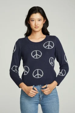 Women Chaser Brand All Over Peace Intarsia Sweater