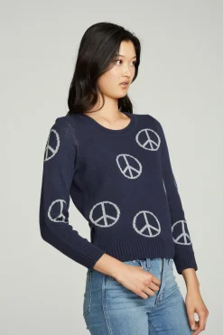 Women Chaser Brand All Over Peace Intarsia Sweater