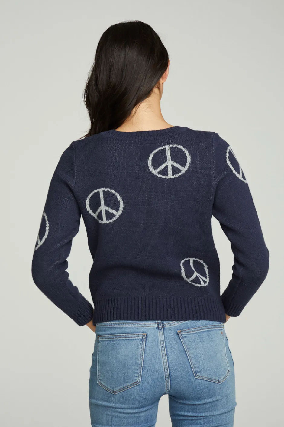 Women Chaser Brand All Over Peace Intarsia Sweater
