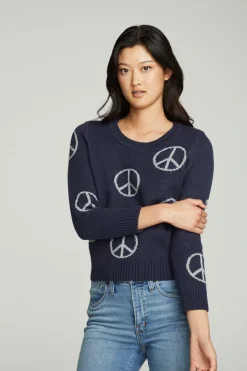 Women Chaser Brand All Over Peace Intarsia Sweater