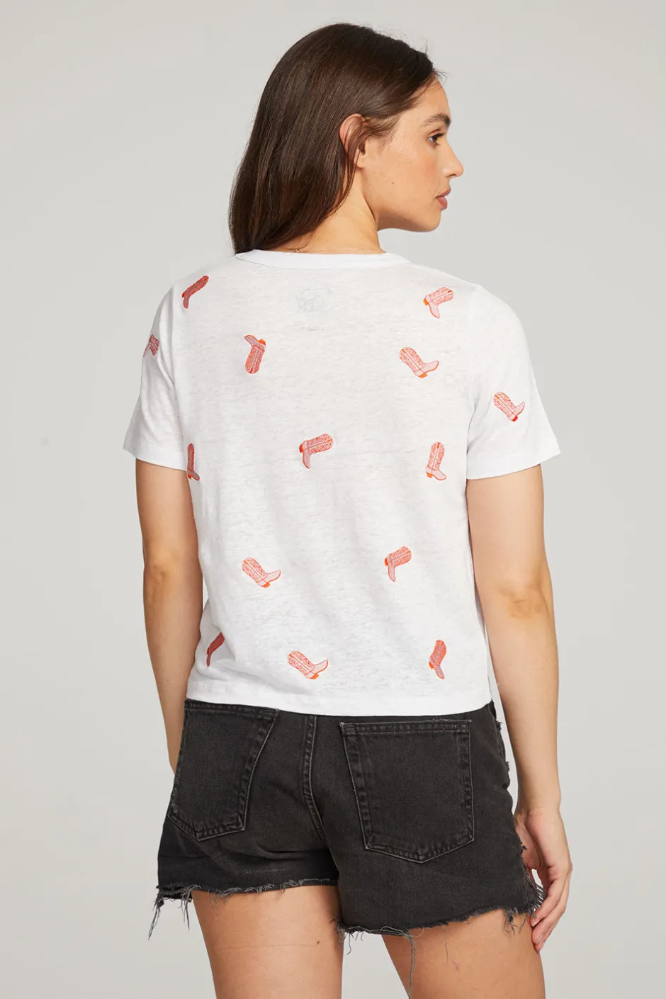 Women Chaser Brand Allover Cowboy Boot Tee