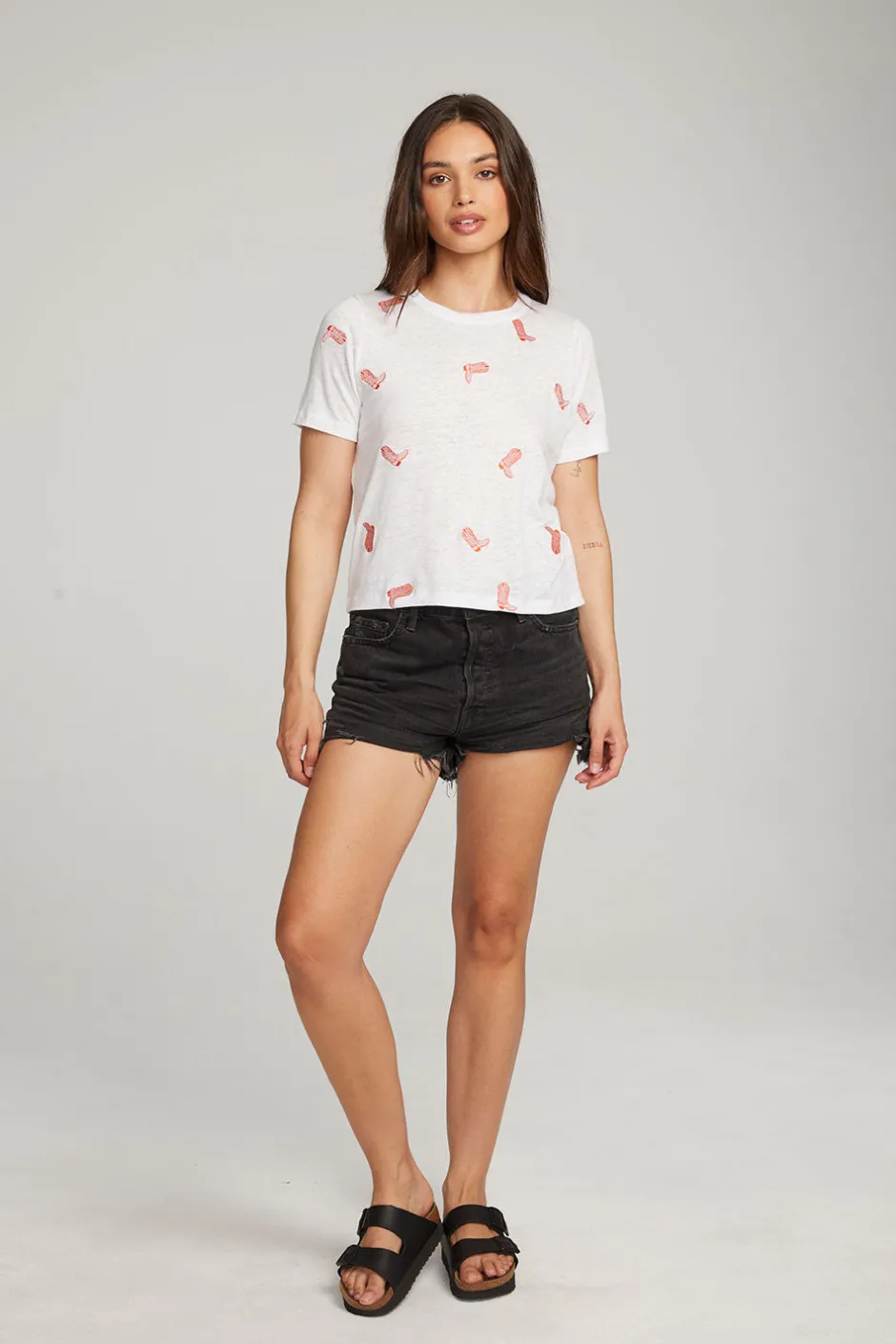 Women Chaser Brand Allover Cowboy Boot Tee