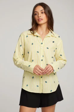 Women Chaser Brand Allover Eye Button Down