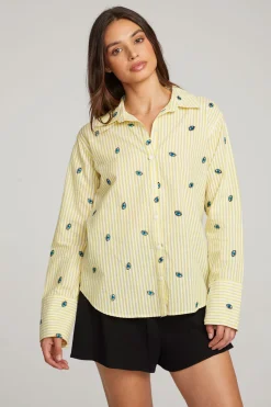 Women Chaser Brand Allover Eye Button Down