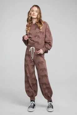 Women Chaser Brand Allover Leopards Fleece Pullover