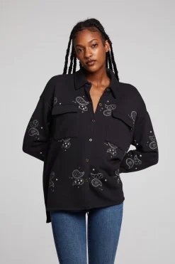 Women Chaser Brand Allover Paisley Button Down