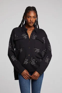 Women Chaser Brand Allover Paisley Button Down