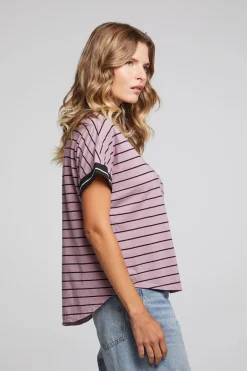Women Chaser Brand Amber Stripe Mix Tee