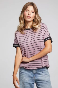 Women Chaser Brand Amber Stripe Mix Tee