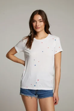 Women Chaser Brand Americana Stars Crew Neck Tee