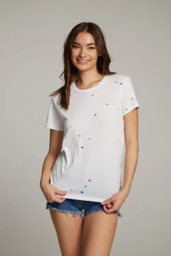 Women Chaser Brand Americana Stars Crew Neck Tee
