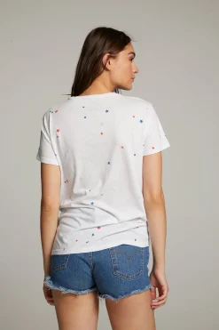 Women Chaser Brand Americana Stars Crew Neck Tee