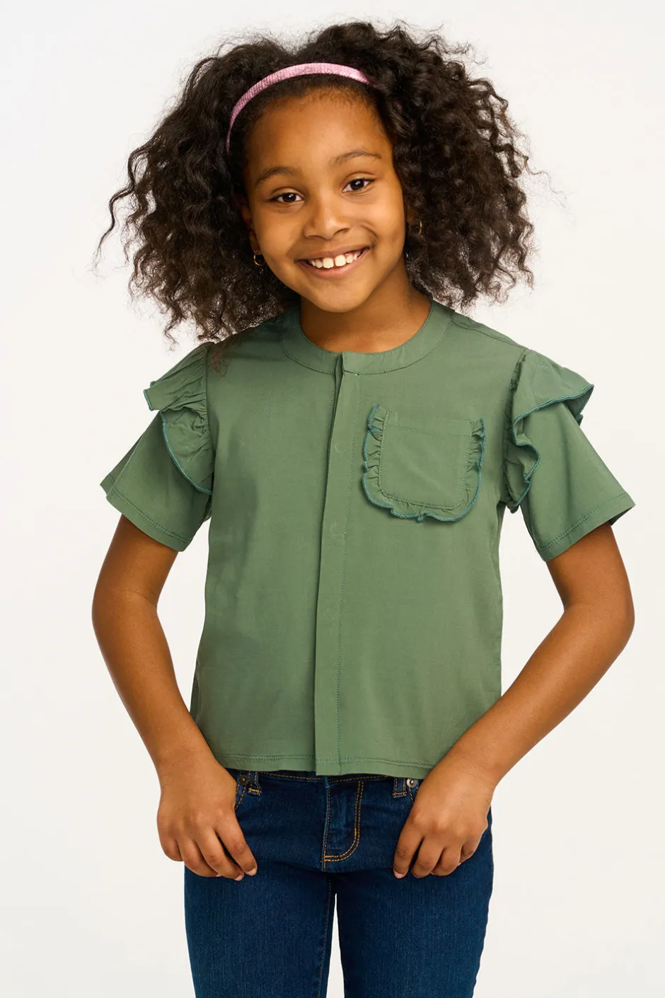 Kids Chaser Brand Anise Dark Forest Ruffle Top