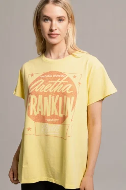 Women Chaser Brand Aretha Franklin - "Respect" Distressed Crew Neck