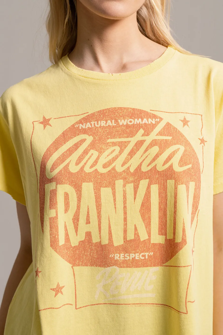 Women Chaser Brand Aretha Franklin - "Respect" Distressed Crew Neck