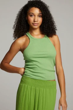 Women Chaser Brand August Piquant Green Tank Top