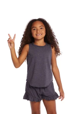 Kids Chaser Brand Avalon Girls Vintage Jersey Shirttail Muscle