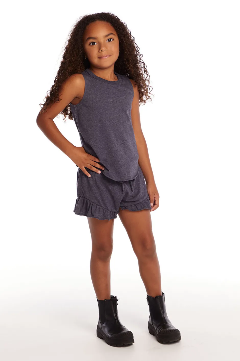 Kids Chaser Brand Avalon Girls Vintage Jersey Shirttail Muscle