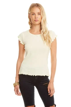 Women Chaser Brand Baby Rib S/S Flouncy Crew Neck Tee