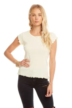 Women Chaser Brand Baby Rib S/S Flouncy Crew Neck Tee