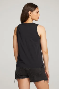 Women Chaser Brand Basic Black Slit Tank