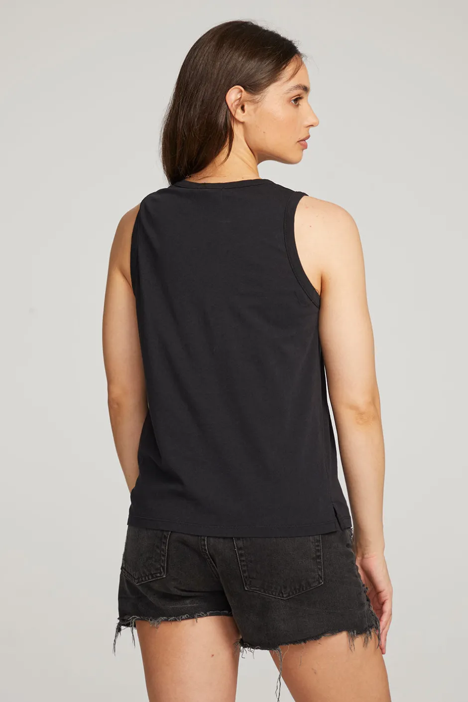 Women Chaser Brand Basic Black Slit Tank