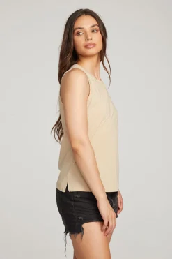 Women Chaser Brand Basic Cappuccino Slit Tank
