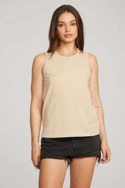 Women Chaser Brand Basic Cappuccino Slit Tank
