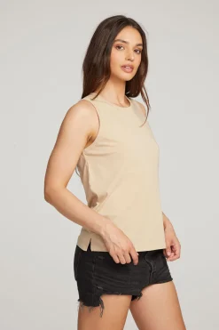 Women Chaser Brand Basic Cappuccino Slit Tank