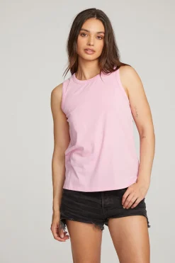 Women Chaser Brand Basic Pastel Lavender Slit Tank