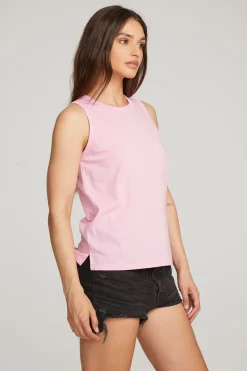 Women Chaser Brand Basic Pastel Lavender Slit Tank