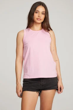 Women Chaser Brand Basic Pastel Lavender Slit Tank