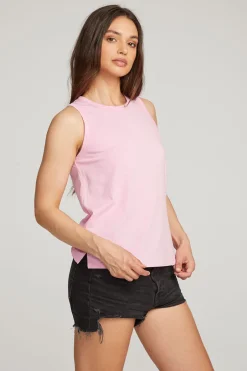 Women Chaser Brand Basic Pastel Lavender Slit Tank