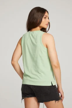 Women Chaser Brand Basic Quiet Green Slit Tank