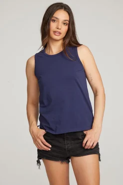 Women Chaser Brand Basic Sapphire Slit Tank