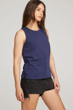 Women Chaser Brand Basic Sapphire Slit Tank