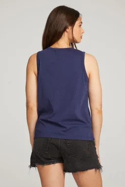 Women Chaser Brand Basic Sapphire Slit Tank